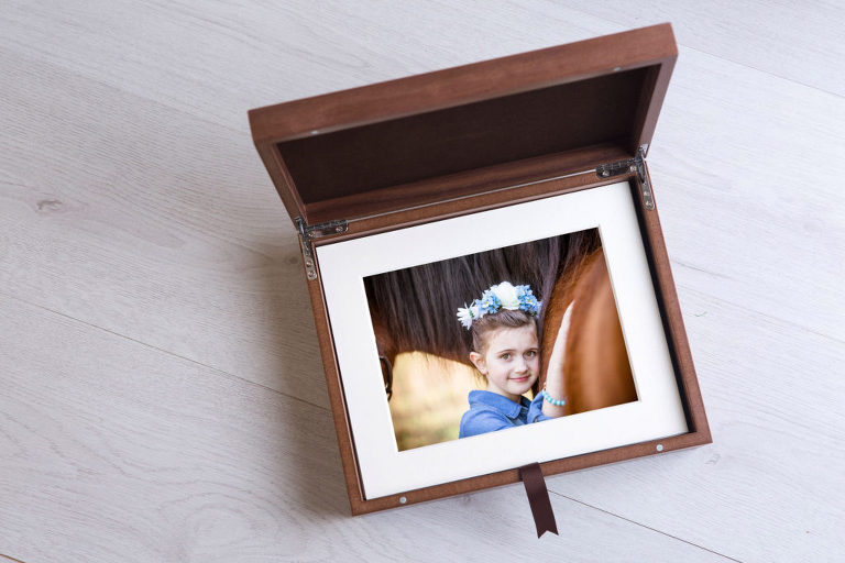 polished black walnut photo story box