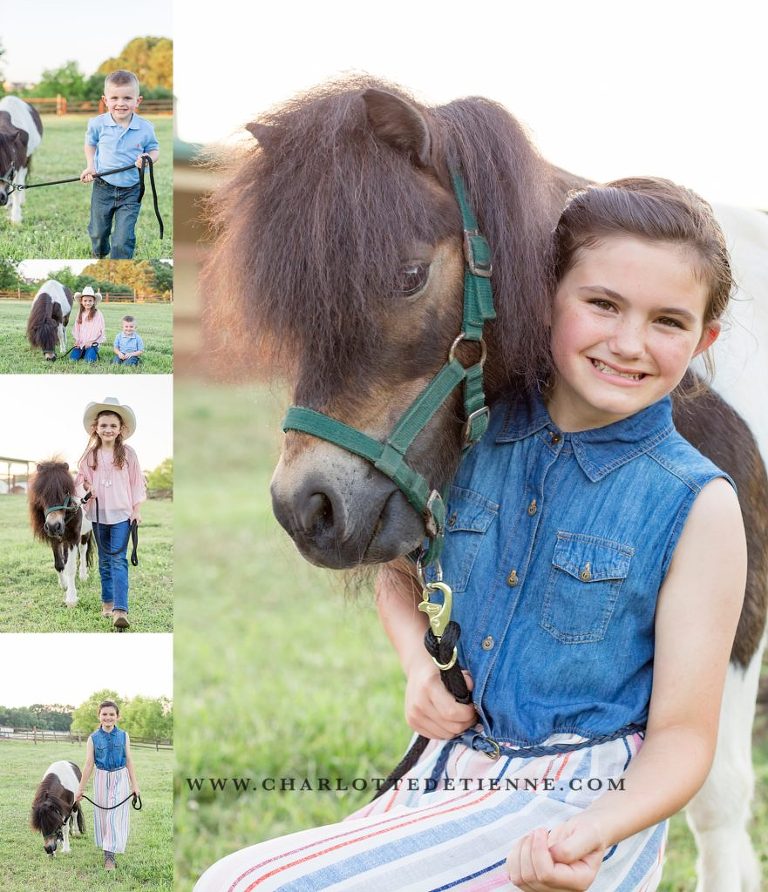 sisters with miniature horse